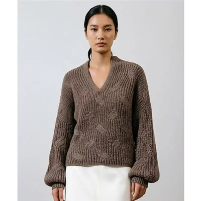 Balloon Sleeve Cable Knit Sweater Fall