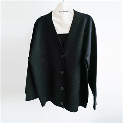Black Wool Cardigan Sweater Women's