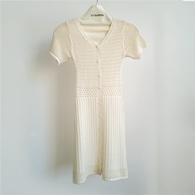 Cream Ribbed Sweater Dress