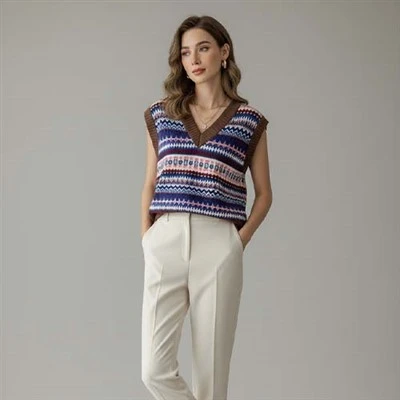 Knitted Wool Vest Womens