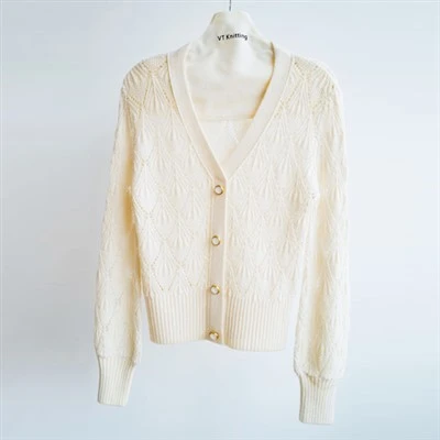 White Cotton Knit Cardigan
